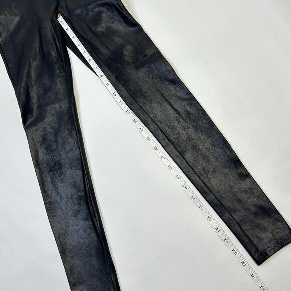 SPANX Faux Leather Black Power Waistband High Waist Leggings Womens Small 2437 - Picture 10 of 13